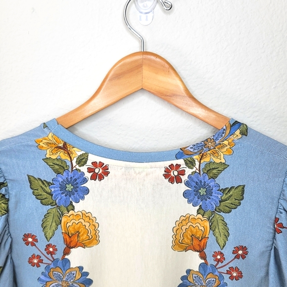 Farm Rio NWT Vestido T-shirt Bufan Mini Dress sz P (Small) Floral 100% Cotton - Picture 6 of 14